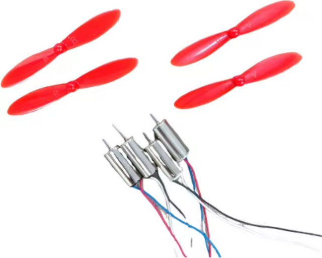 4 Stück DIY DC 3,7V 50000RPM 716 Kernloser Hochgeschwindigkeitsmotor mit 4 x 55mm Propellern CW CCW in Rot für Micro FPV Quadcopter - Bild 1