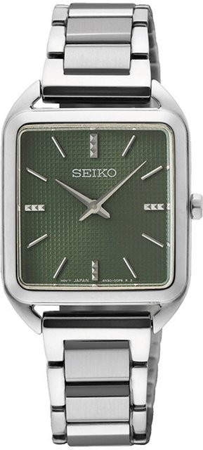 Seiko Armbanduhr, Quarz, Edelstahl, eckig, 26 mm, Grün, Damen - Bild 1