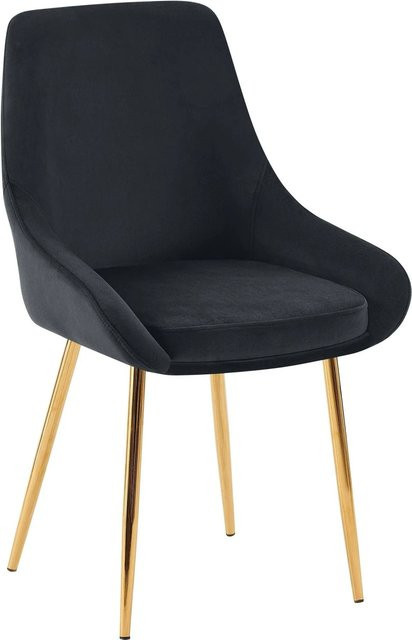 DELUKE Esszimmerstuhl PUNAR aus Samt in Schwarz und Gold, B/T/H: 50 x 53 x 86 cm - Bild 1