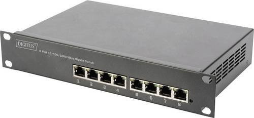 Digitus DN-95331 Managed L2+ Netzwerk Switch mit 8 x 10/100/1000 Mbit/s Ports und PoE+ (80 W), Schwarz - Bild 1