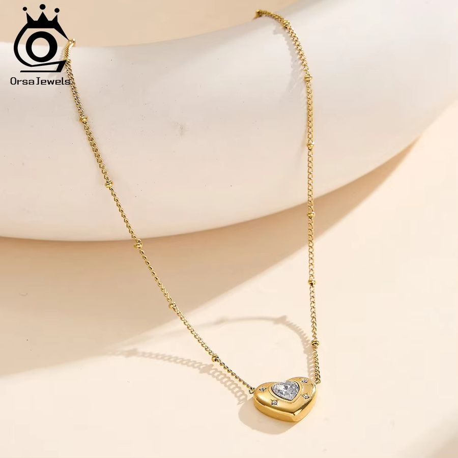 ORSA JEWELS Halskette mit Liebesherz-Zirkon-Anhänger, Edelstahl, Damen - Bild 2