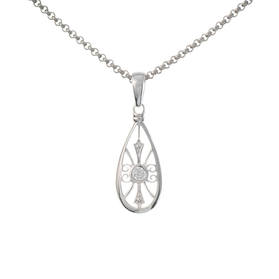 Anhänger mit Kette 925 Silber, Zirkonia weiß, Dirndl Funkeln - Bild 1