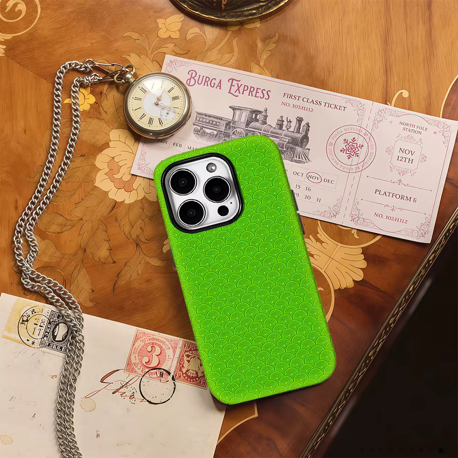 Potdemiel Handyhülle mit Schuppen-Design in Grün für iPhone 11 bis iPhone 17 Pro Max Plus, doppellagige Rückabdeckung - Bild 2
