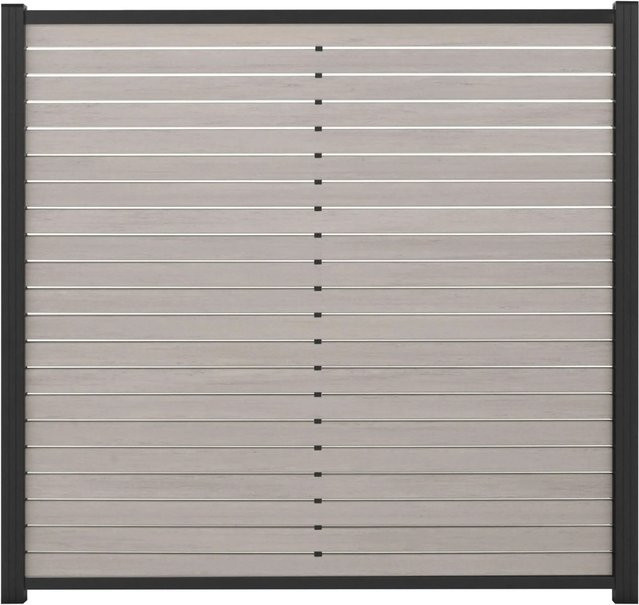 GartenLand Rhombus WPC Zaun Set Stockholm Sichtschutz Steckzaun Sand-Multicolor Aluminium Anthrazit B/H: 180 x 180 cm - Bild 1