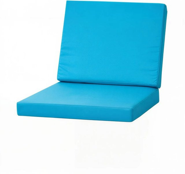Setgarden Flat 2er Set Sitzkissen für Polyrattan Sessel in Blau mit abnehmbarem Bezug, Sitzkissen B: 50 cm, T: 52 cm, H: 7 cm und Rückenlehne B: 56 cm, T: 50 cm - Bild 1