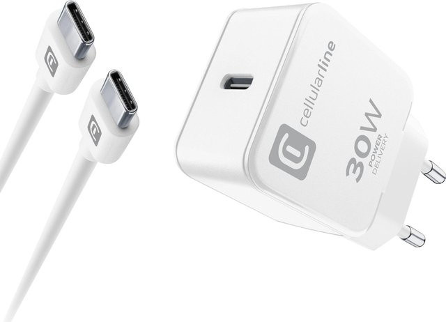 Cellularline ACHIPHKITC2CPD30WW Ladegerät für Smartphones und Tablets in Weiß - Bild 1