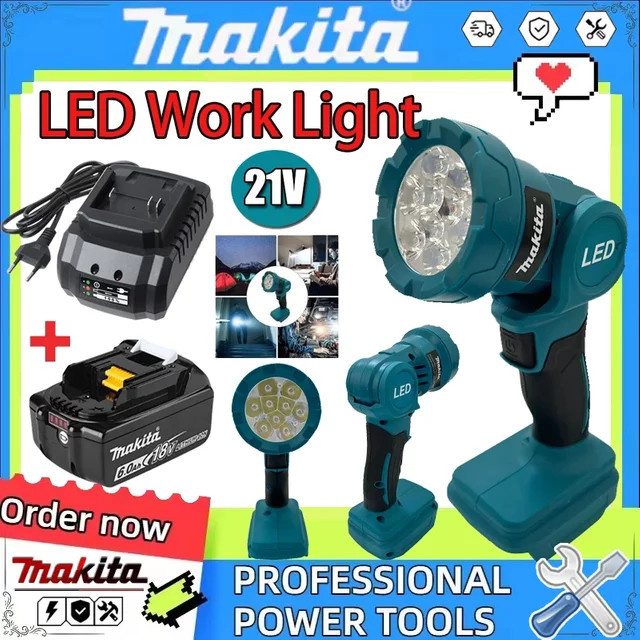 Makita LED Arbeitsleuchte 18V Akku-Suchscheinwerfer für Innen- und Außenbereich in Blau - Bild 1