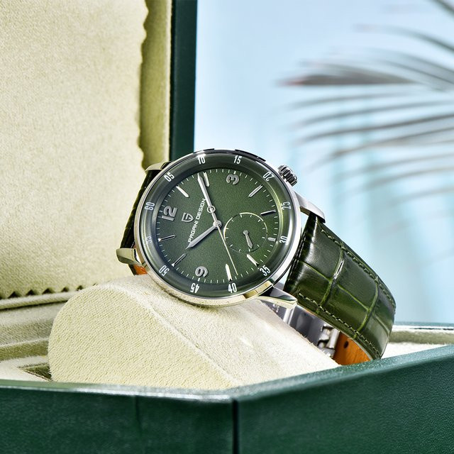 PAGANI DESIGN Armbanduhr Automatik, Edelstahl, Leder, Grün, Herren - Bild 1