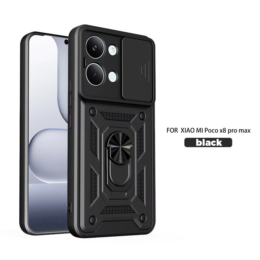 Magnetische Handyhülle für Xiaomi POCO X8 Pro Max, X8 und X7 Pro 5G mit Schiebe-Kameraschutz, Ringständer und stoßfester Rückabdeckung in Schwarz oder Gold - Bild 6