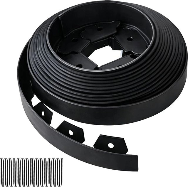 Relaxdays Flexible Rasenkante aus Kunststoff in Schwarz für deinen Garten, Länge: 10 m, Höhe: 5 cm - Bild 1