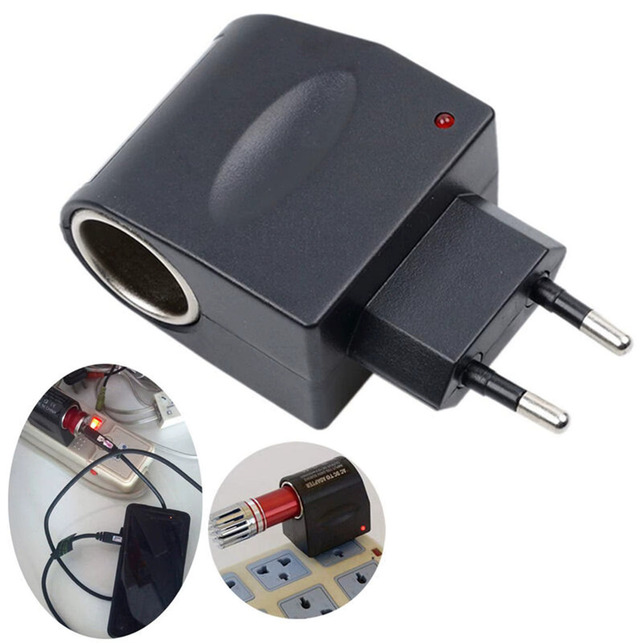 QXNY Auto-Zigarettenanzünder-Adapter AC 220V zu DC 12V Konverter mit EU-Stecker in Schwarz - Bild 2