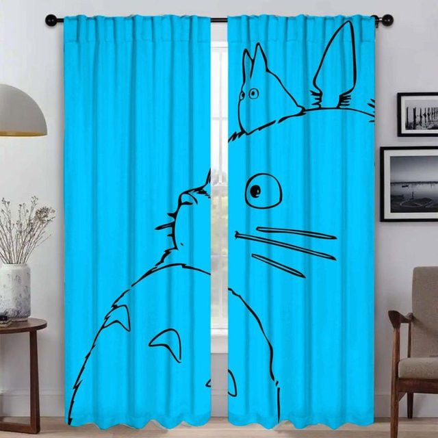 TotoroS Tüll-Vorhänge für Kinderzimmer und Schlafzimmer, 2er-Set, Blau, B: 60 cm, H: 90 cm - Bild 1