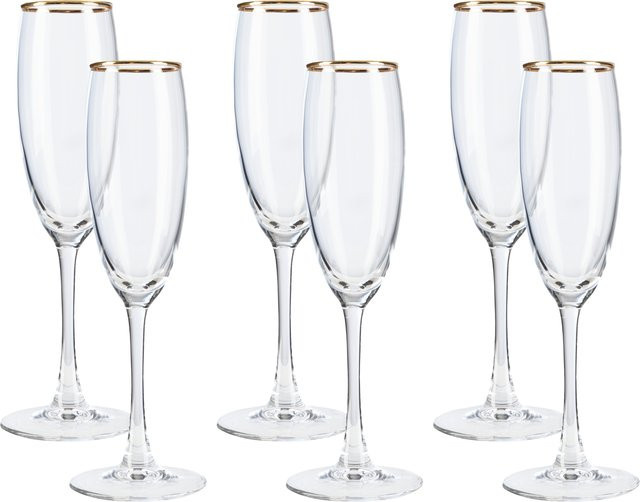LIVARNO HOME Sektglas Set aus Kristallglas mit Goldrand, transparent - Bild 1