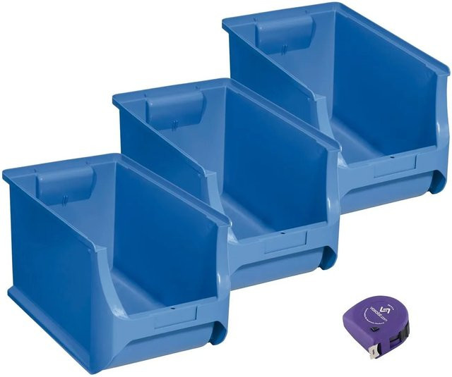 vasalat Set Stapelboxen aus Kunststoff, Blau, 3 Stück, B/T/H: 35,5 x 20,5 x 20,0 cm - Bild 1