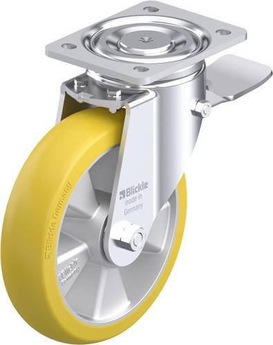 Blickle Stahlblech-Lenkrolle LH-ALTH 200K-ST-CO in Silber und Gelb mit 200 mm Rad-Durchmesser und 800 kg Tragfähigkeit - Bild 1
