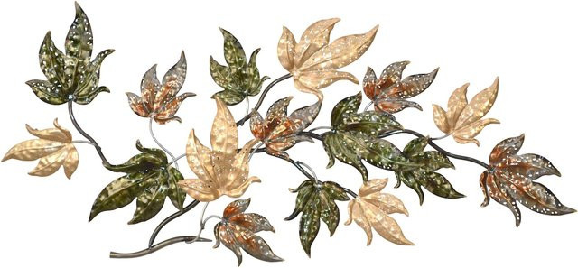 Wanddekoration Jule von Möbel direkt online Ahornblatt-Arrangement in Grün, Gold und Multicolour aus Metall - Bild 1