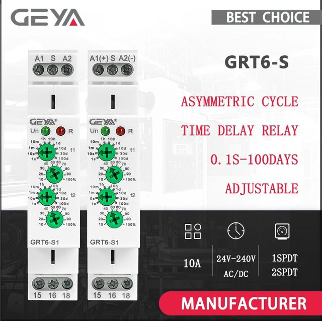 GEYA GRT6-S Zykluszeitverzögerungsrelais asymmetrisches elektronisches Wiederholungsrelais SPDT AC/DC 24V-240V 220V 10A in Weiß - Bild 1