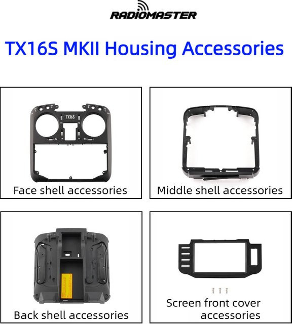 RadioMaster TX16S MKII RC Sender Ersatzteile, Vordere und Hintere Gehäuseabdeckung, Batteriefach-Abdeckung, Reparatur-Ersatzzubehör - Bild 1