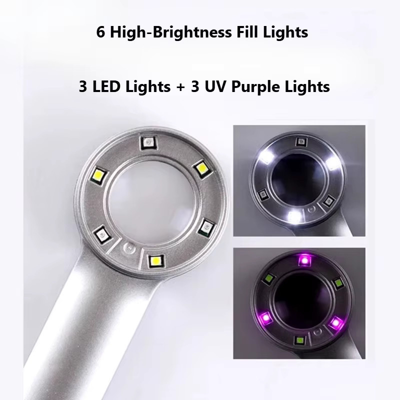 NYBOOCRA HD-Lupe mit 60-facher Vergrößerung und UV-LED-Licht in Silber, wiederaufladbar für Schmuck, Antiquitäten und Elektronikreparatur - Bild 2