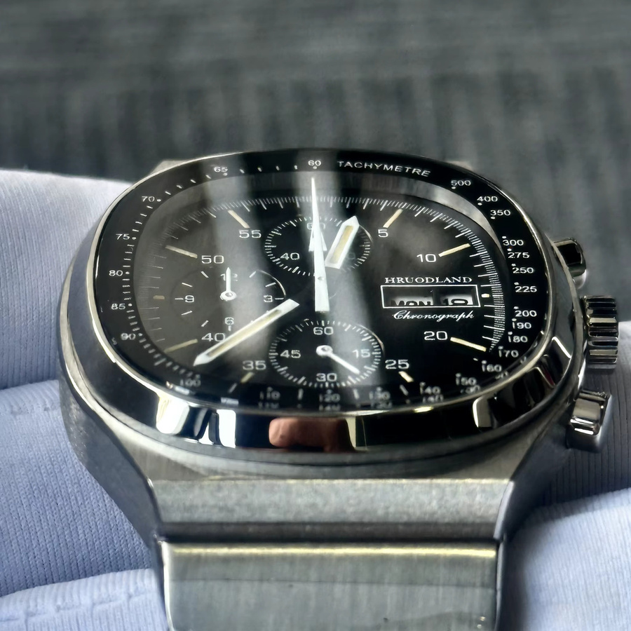 Hruodland Chronograph, Quarz, Edelstahl, Saphirglas, Schwarz, Herren - Bild 5
