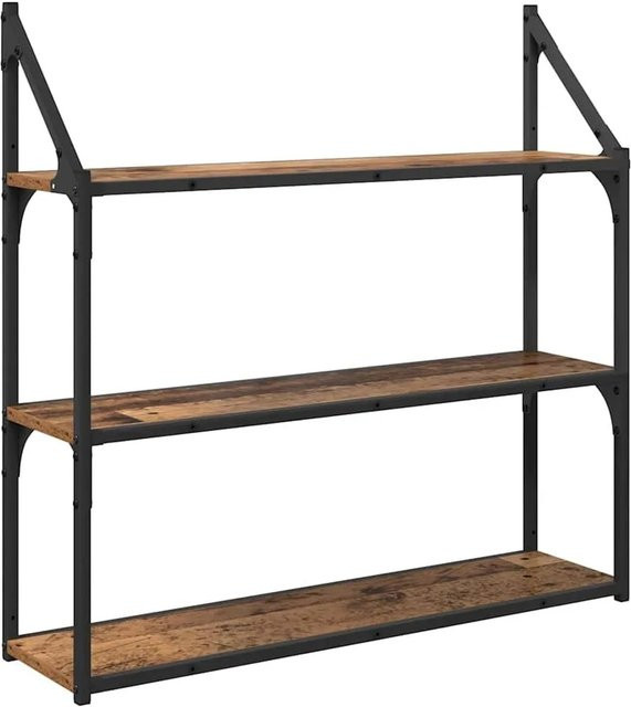 vidaXL Wandregal aus Altholz und Metall in Braun, B/T/H: 80 x 21 x 78,5 cm - Bild 1