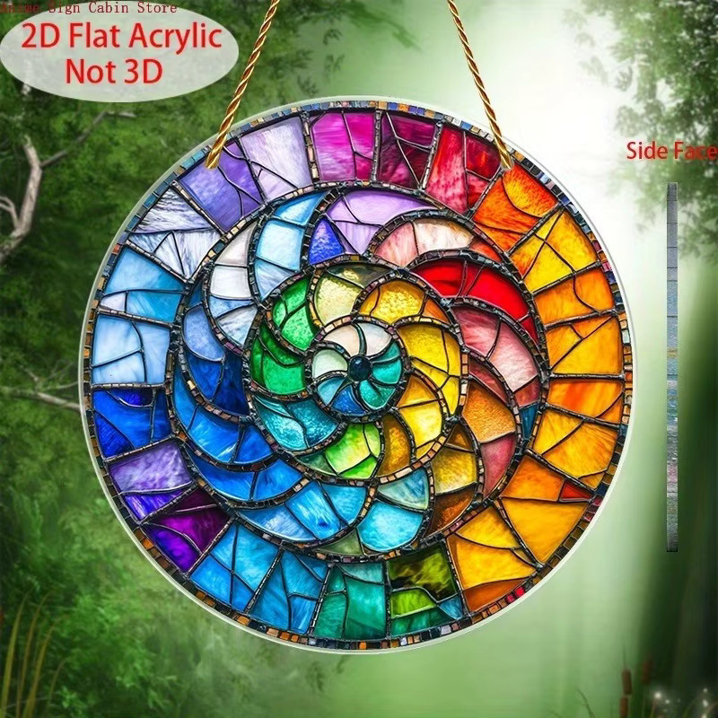 Potdemiel Regenbogen-Spiral-Sonnenfänger aus Acryl, runder abstrakter Fenster-Anhänger in Multicolour, Durchmesser: 20 cm - Bild 2