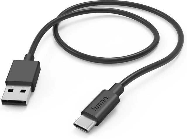 Hama USB-Ladekabel USB-A auf USB-C in Schwarz, 1 m - Bild 1