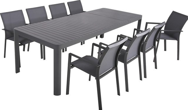 Garden Pleasure Gartenmöbel-Set Amira 9-teilig in Anthrazit aus Aluminium und Kunststoffgewebe - Bild 1