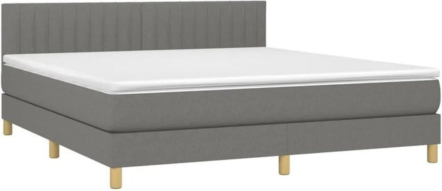 vidaXL Boxspringbett mit Matratze und LED-Unterbettbeleuchtung in Dunkelgrau, Hybridbett mit USB-Ladeport und Taschenfederkern, B/T: 160 x 200 cm - Bild 1