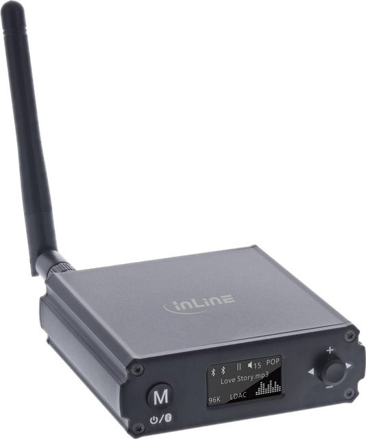 InLine Bluetooth 5.1 HiFi-Receiver und USB DAC mit LCD, Qualcomm QCC5125, unterstützt AAC, LDAC und SBC, Anschluss via USB-C und Optisch, Aluminium, Farbe: Silber oder Schwarz - Bild 1