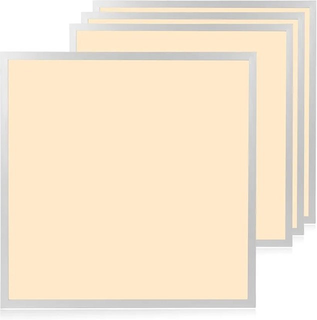 LUXULA 4er-Set LED Panel Weiß, Backlit Einbauleuchte für Rasterdecken, 36W, 3600lm, 3000K Warmweiß, B/B: 62 x 62 cm - Bild 1