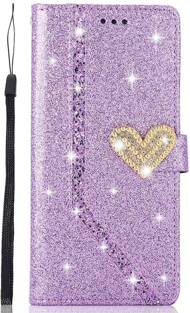 Erilles Lederhülle mit Brieftasche als Flip-Case für iPhone, Violett - Bild 1