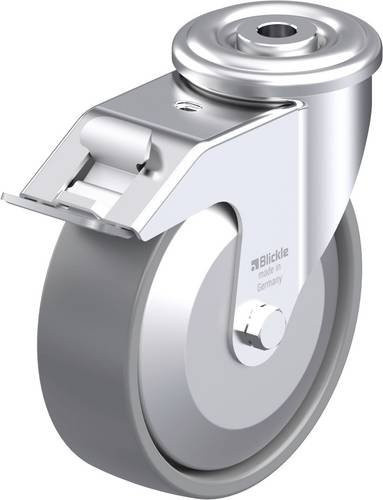 Blickle Stahlblech-Lenkrolle LER-PO 125KA-FI-ELS-FA in Silber, Rad-Durchmesser: 125 mm, Tragfähigkeit: 150 kg - Bild 1