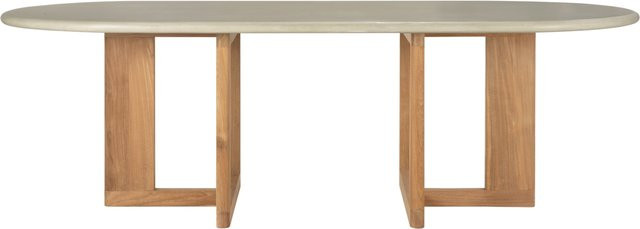 Ethnicraft Trestle Outdoor Dining Table aus recyceltem Teakholz und Betonplatte in Braun/Multicolor - Bild 1