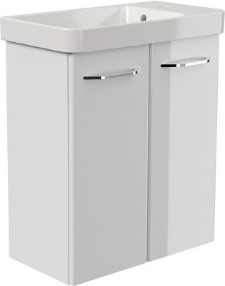 FACKELMANN Waschplatz-Set MILANO in Weiß mit Soft-Close-Türen und Regalen, B/T/H: 55,5 x 30,0 x 67,0 cm - Bild 1