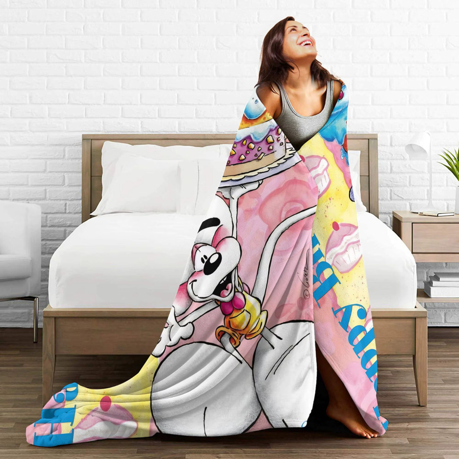 Diddl Plüschdecke aus Polyester für Kinder, Flanell-Überwurfdecke in Multicolour, weich und warm - Bild 2