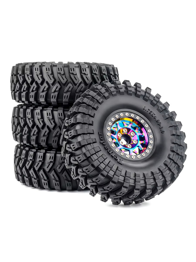 PYFORE Kletterreifen Metallradnabe, 1,9 Zoll, 124 x 45 mm, Sechskantadapter 12 mm, für 1/10 RC Modellauto Crawler Zubehör - Bild 4