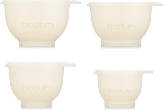 Bodum Bistro Rührschüssel-Set aus doppelwandigem Glas in Weiß mit 0,6 l, 3,0 l und 6,5 l - Bild 1