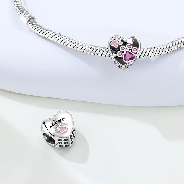 Cycuff Anhänger, 925 Silber, Rosa Tierpfoten, Unisex - Bild 1