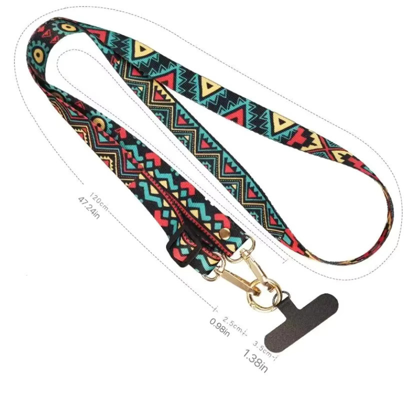 WSSHE Handy-Lanyard für Damen mit geometrischen Mustern in Pink und Multicolour, verstellbarer Messenger-Gurt als Nackenschlaufe für dein iPhone - Bild 4