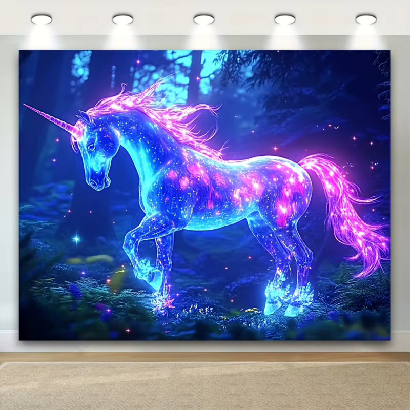 VIKAMA Wandteppich Girl Heart Fantasy Forest Unicorn in Multicolour als Wanddekoration für Schlafzimmer und Wohnzimmer - Bild 2