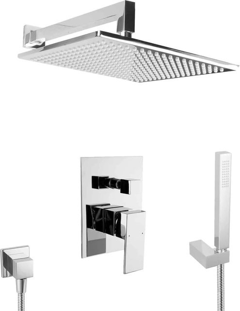 PaulGurkes Unterputz Duschsystem mit Regendusche XXL und Handbrause aus Messing in Chrom - Bild 1