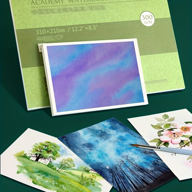 Professioneller Aquarellpapierblock mit 20 Blatt, 300 g/m2, für Aquarell- und Tintenmalerei, Breite: 17,8 cm, Höhe: 12,4 cm - Bild 1