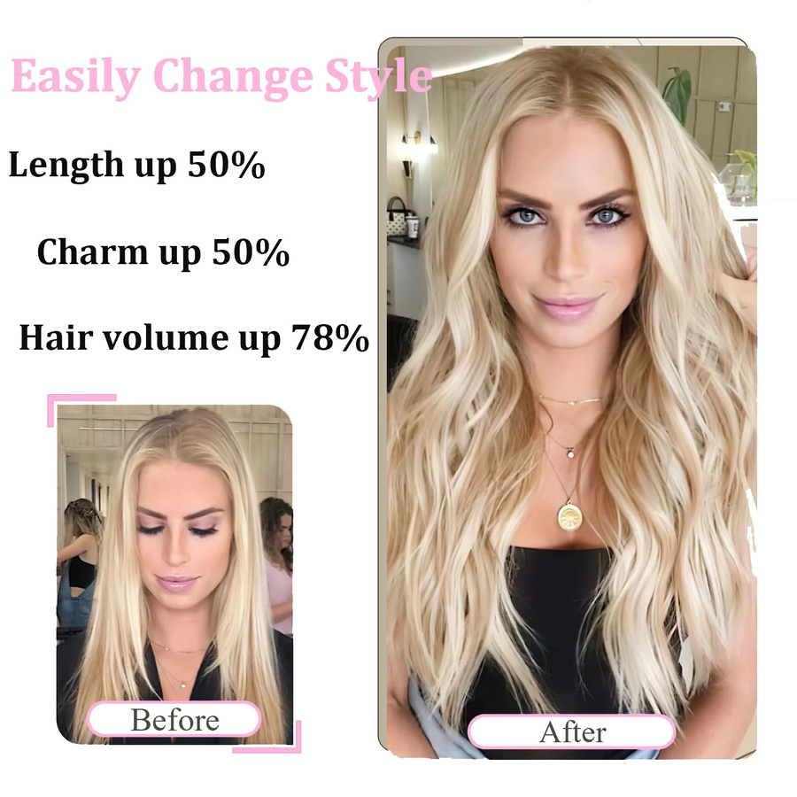 xbeauty Haarverlängerung, blondes Remy-Echthaar, glatt, 100 cm - Bild 1