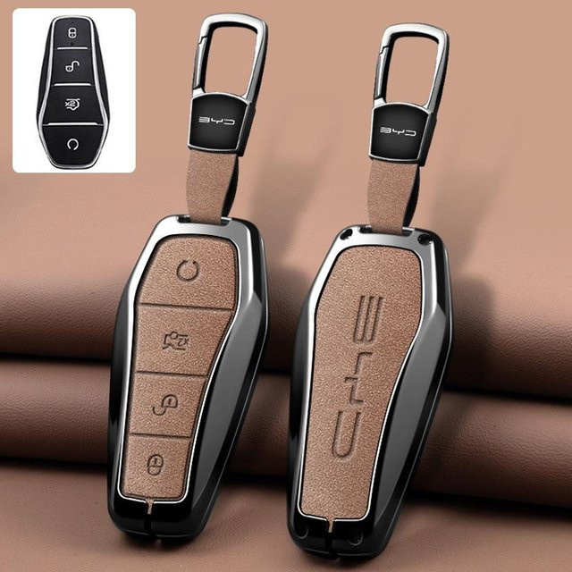 Schlüsselhülle aus Zinklegierung für BYD Modelle wie Seal U, Dmi Song Plus, Atto 3, Han EV, Dolphin, Mini und Sealion 7 in Grau - Bild 1