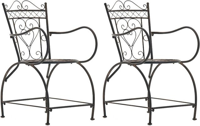 2er Set CLP Sheela Gartenstühle aus Metall im Jugendstil mit Armlehnen, Schwarz - Bild 1