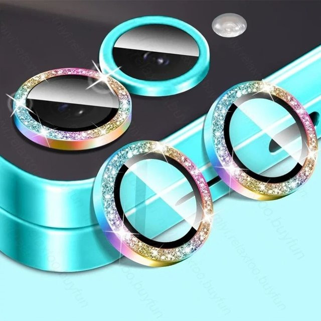 Samsung Galaxy Z Flip 8 7 6 Fold 8 Kamera-Objektivschutz mit 9H Glitzer Bling Metall-Ring in Gold - Bild 1