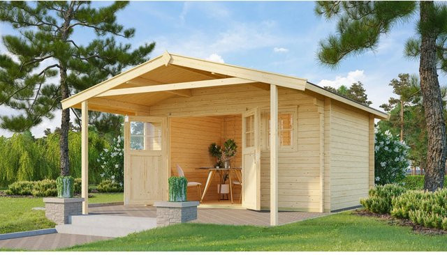 Weka Holz-Gartenhaus mit Satteldach in unbehandeltem Holz Design, Breite: 460 cm, Tiefe: 514 cm - Bild 1