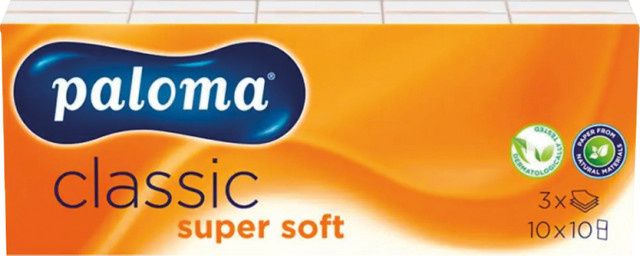 Paloma Classic Super Soft Taschentücher, 3-lagig, 10 Packungen à 10 Stück, Orange - Bild 1