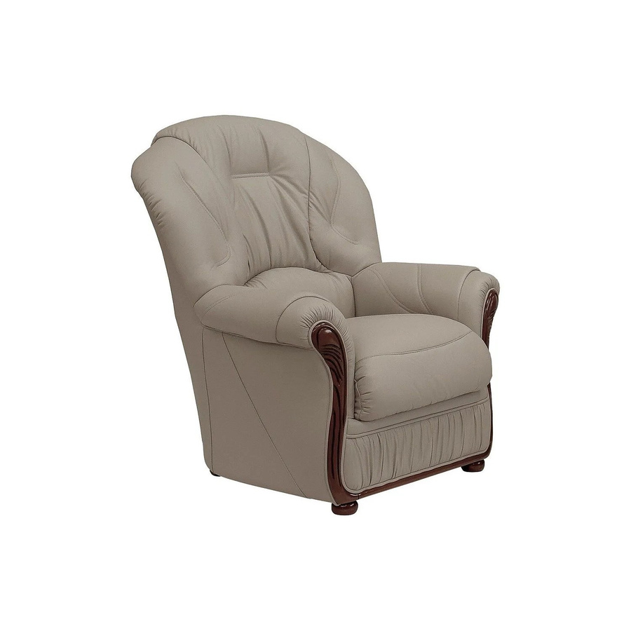 Vente-unique Sessel Daphne mit gerader Rückenlehne und Armlehnen aus Büffelleder in Taupe/Beige, Höhe: 83 cm - Bild 2